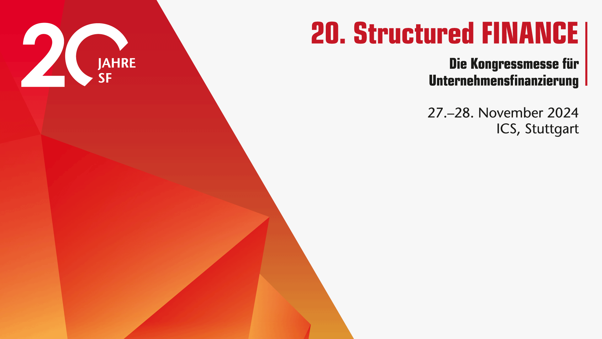 20. Structured FINANCE in Stuttgart, am 27. und 28. November 2024