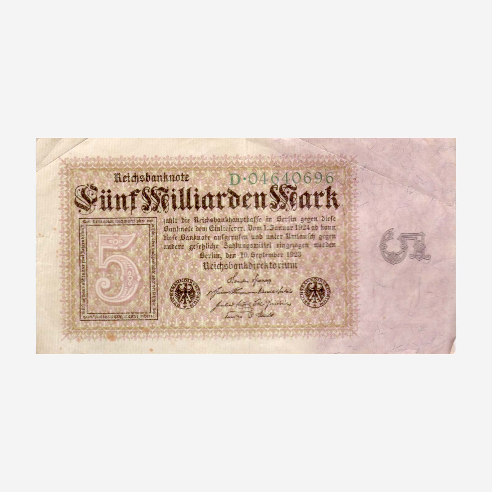 Banknote über 5 Milliarden Mark